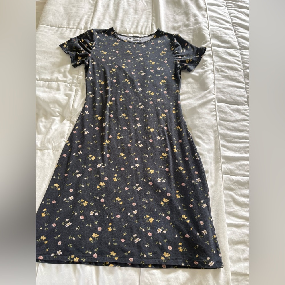 Reformation Black Dress with Yellow and Pink Floral Pattern - Picture 1 of 4